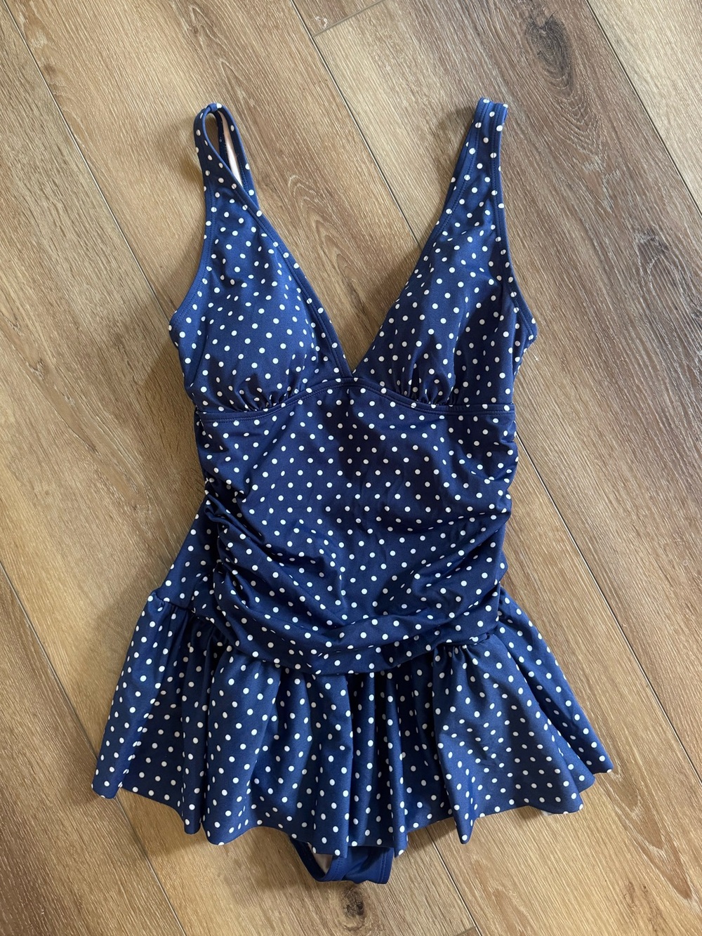 Jaclyn Smith one piece navy polka dot swimsuit women’s size 8